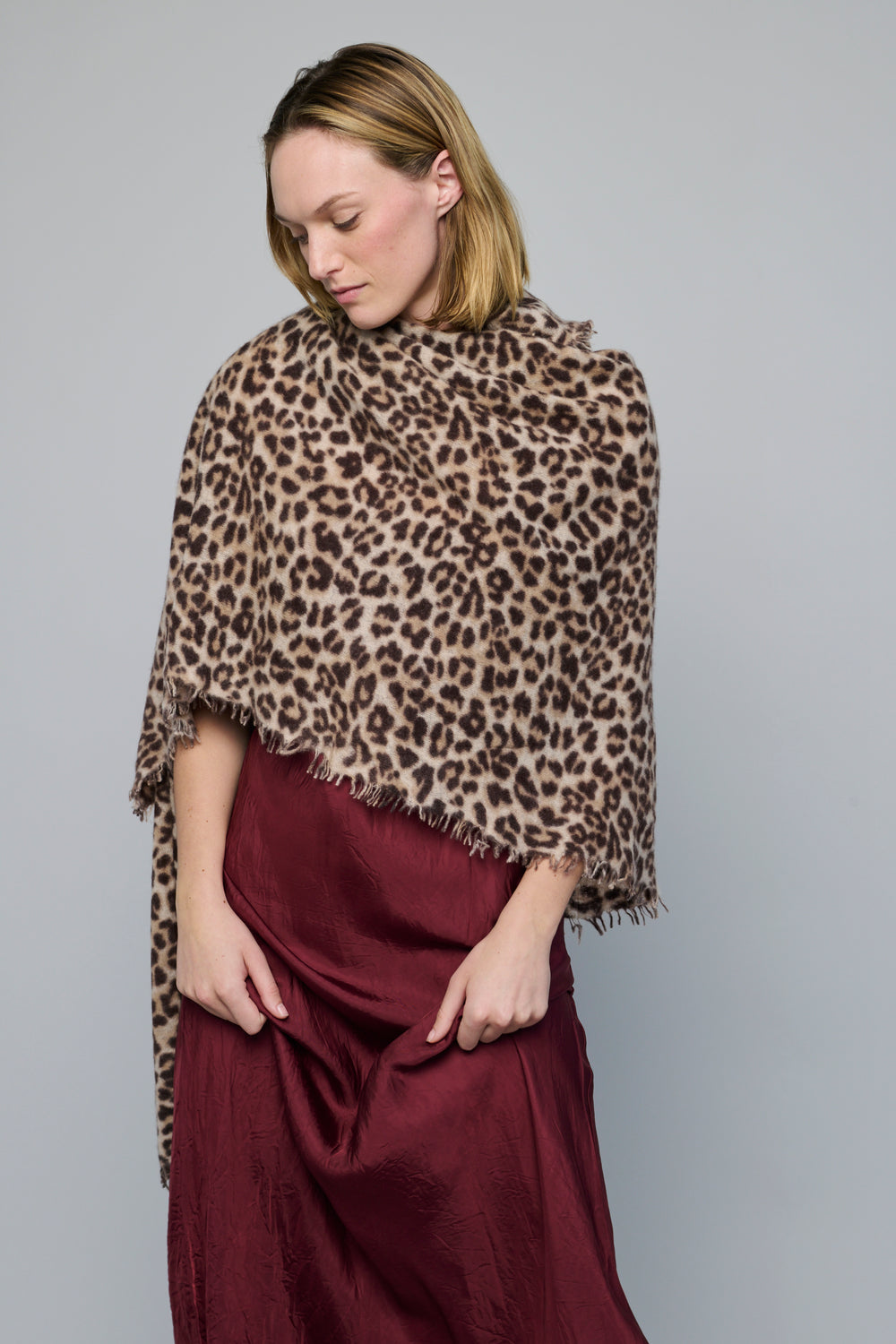 Cashmere Felted Stole in Leopard