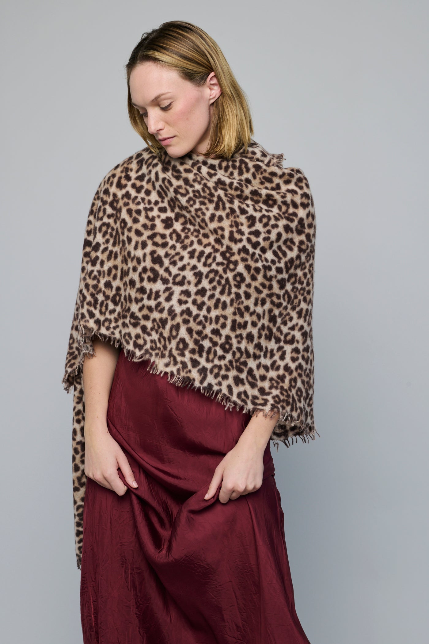 Cashmere Felted Stole in Leopard