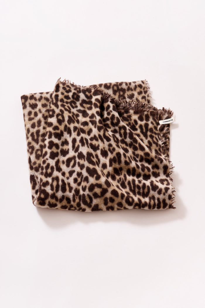 Cashmere Felted Stole in Leopard