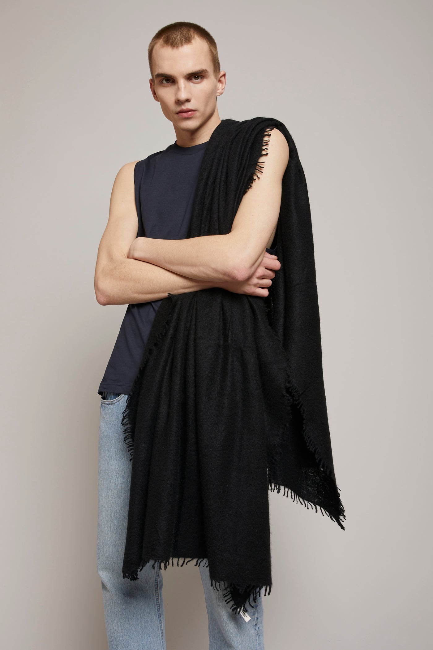 Cashmere Felted Stole in Black