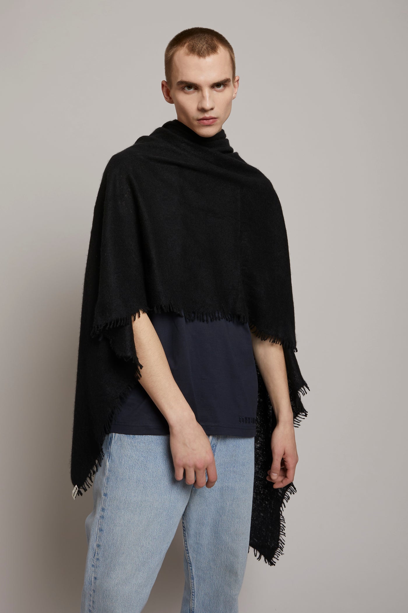 Cashmere Felted Stole in Black