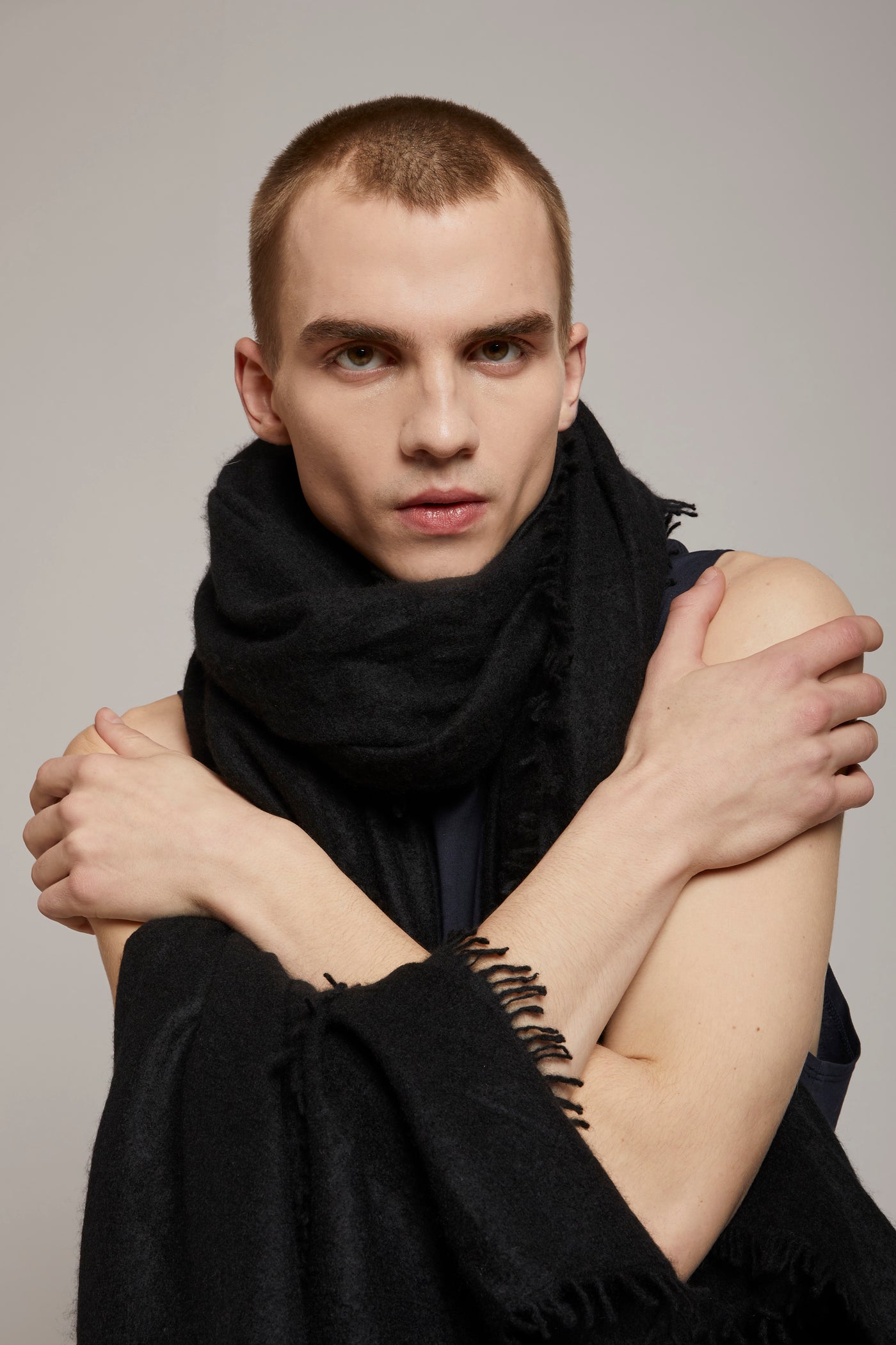 Cashmere Felted Stole in Black