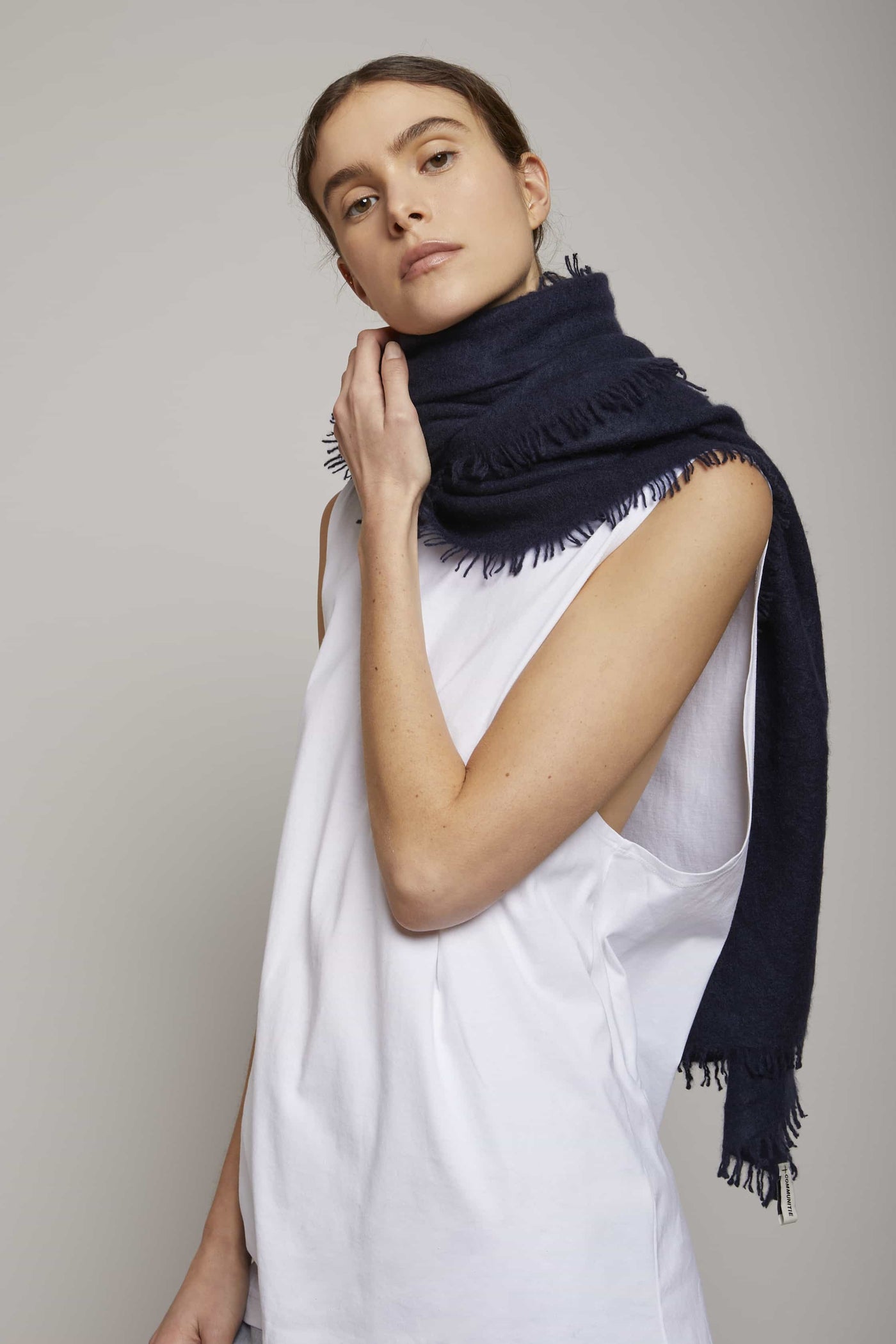 Cashmere Felted Stole in New Navy