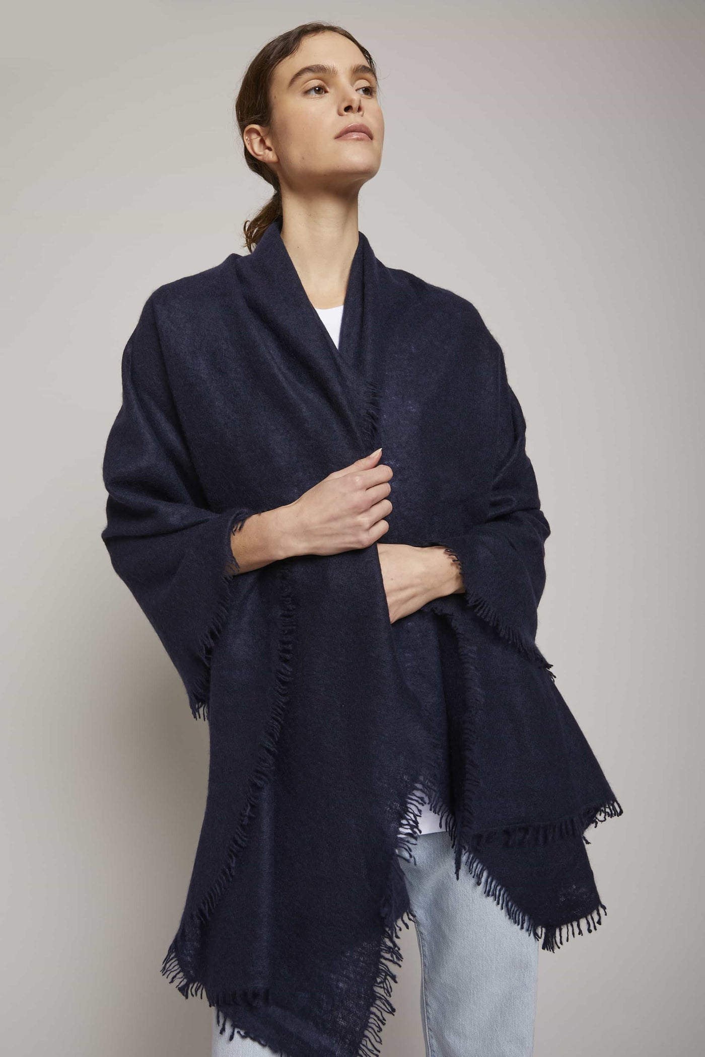 Cashmere Felted Stole in New Navy
